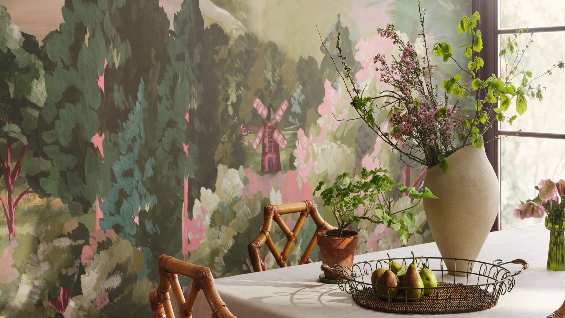 Painter's Glasshouse SS/26 Collection - Gallery Image - Impasto Meadows Mural Insitu