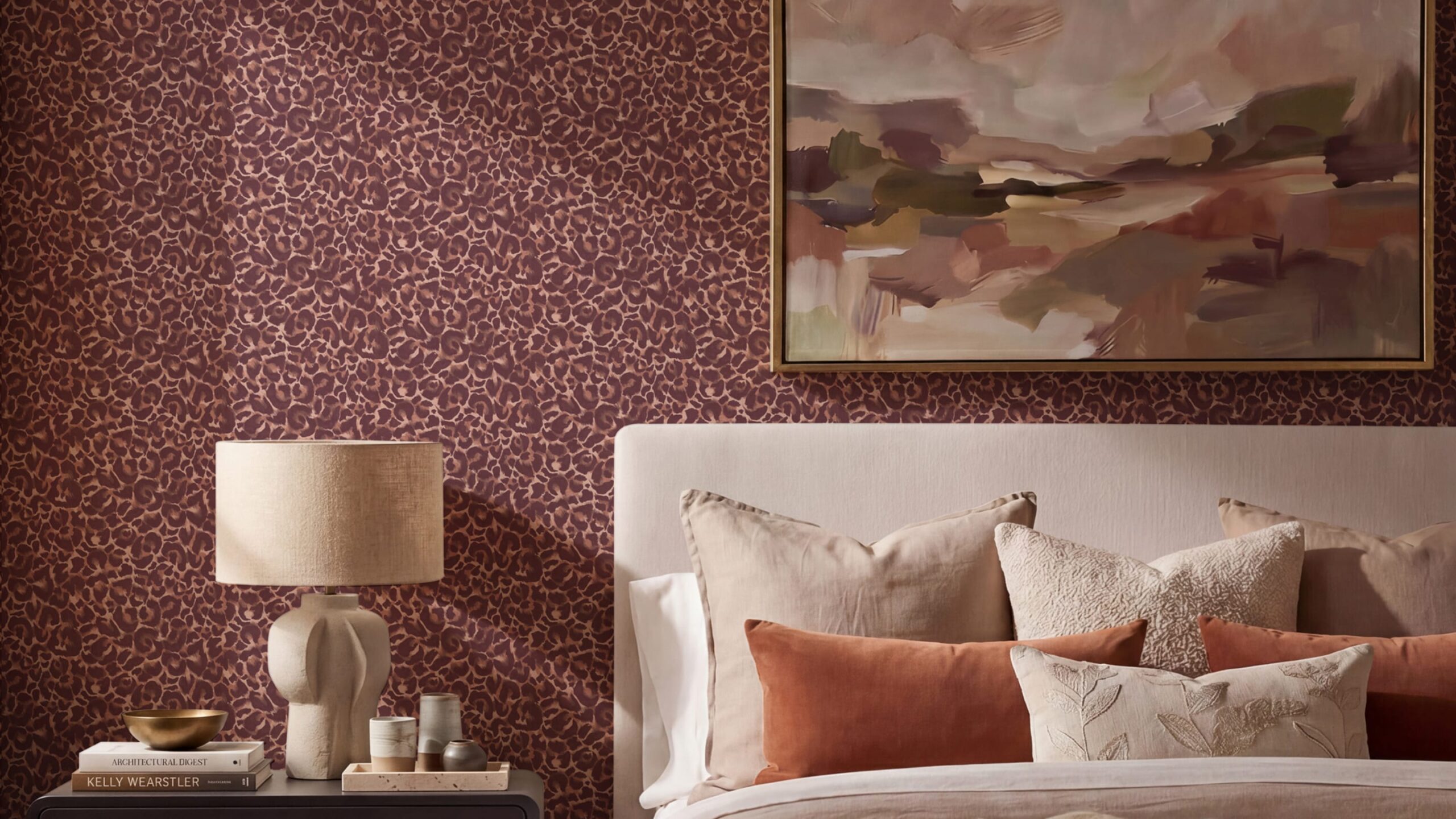 Wildcat Wallpaper - Colourway: Burgundy - Insitu - Collection Page - Gallery - Image 4