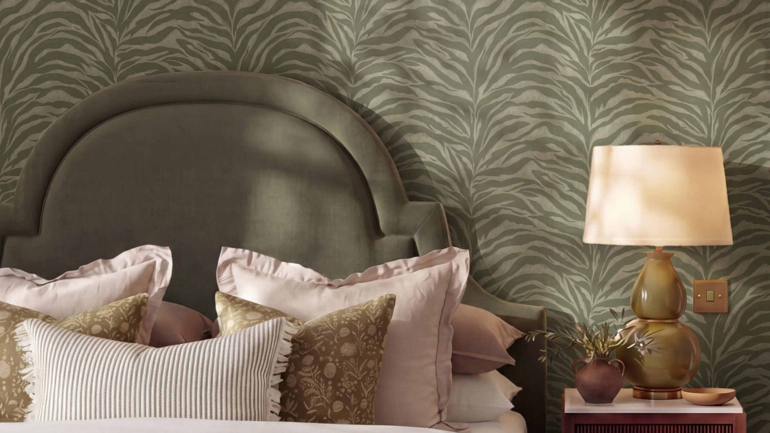 Serengeti Stripe Wallpaper - Colourway: Palm - Insitu - Collection Page - Gallery - Image 5