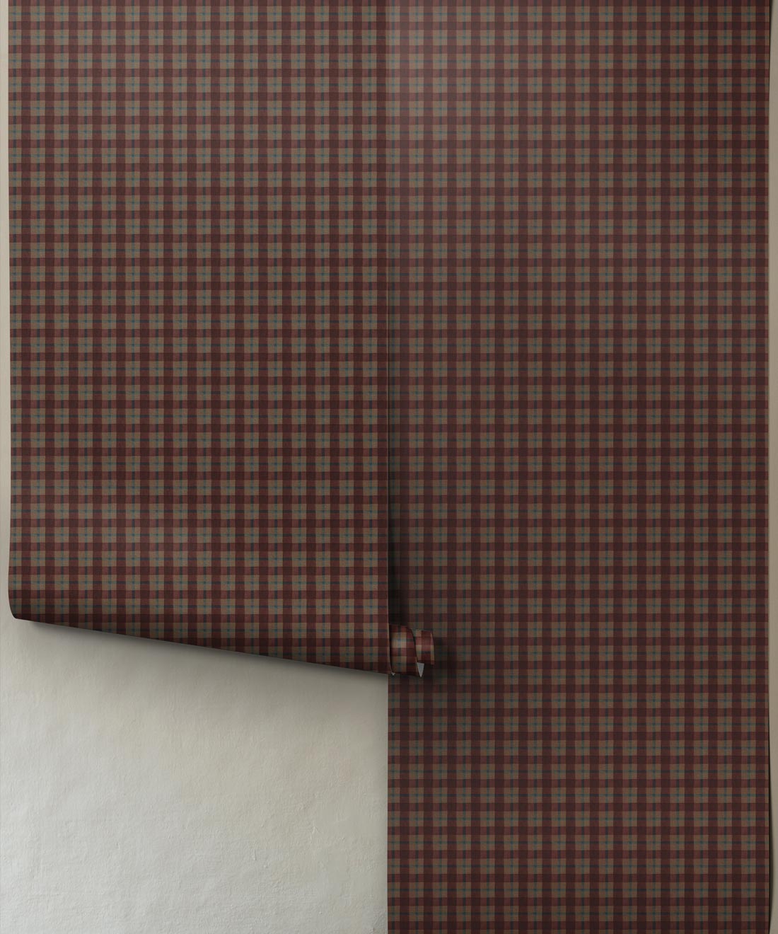 Timber Decorative Textile Wallpaper - Colourway: Maroon - Roll