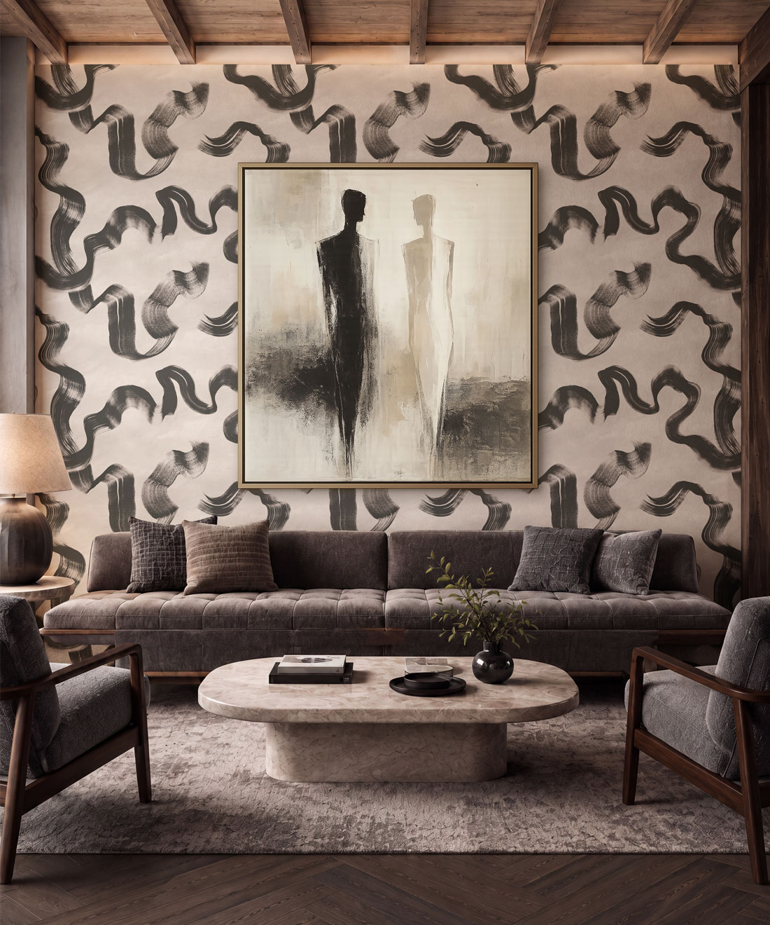 Zephyr Wallpaper - Colourway: Charcoal - Insitu