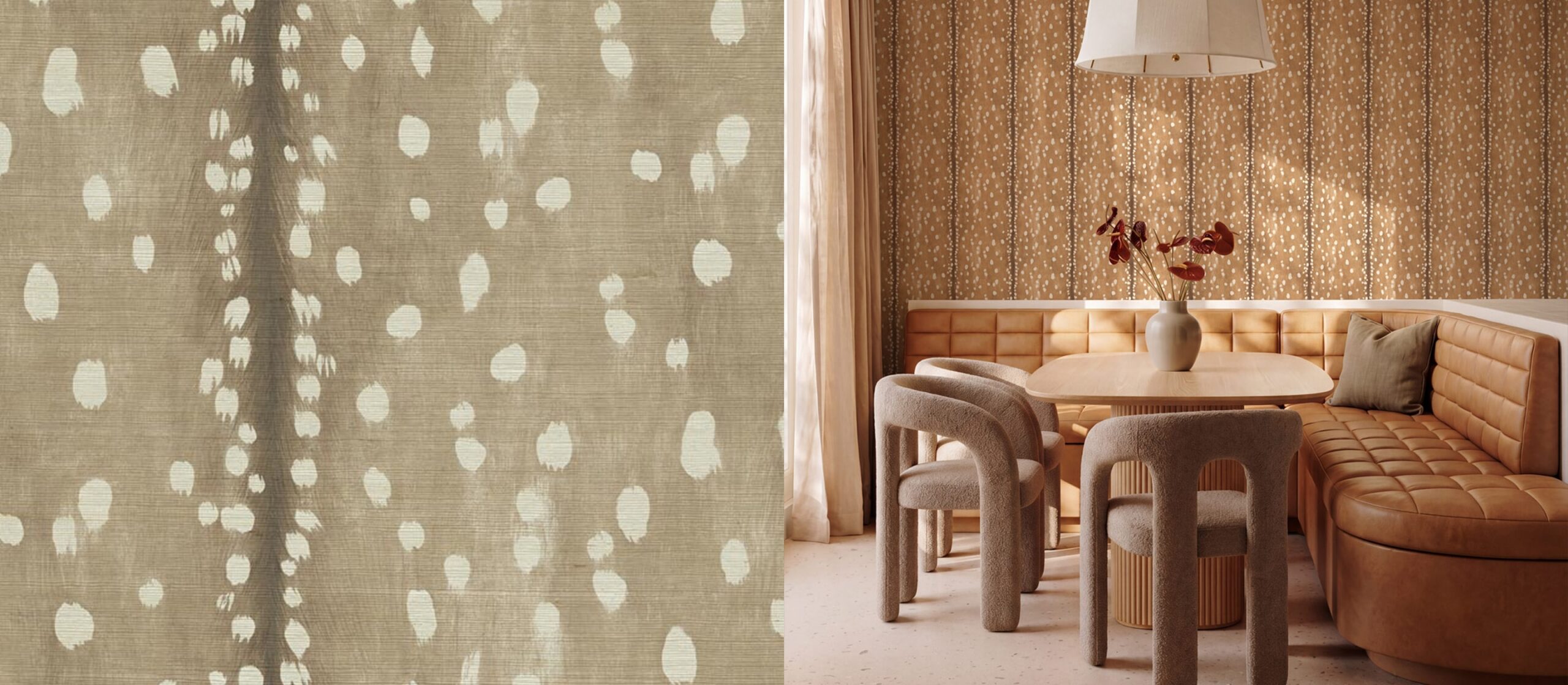 Fawn Spot Grasscloth wallpaper in a dining room