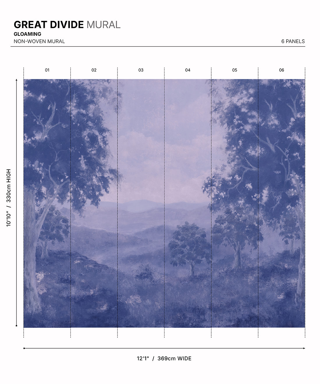 Great Divide Mural - Colourway: Gloaming - Diagram