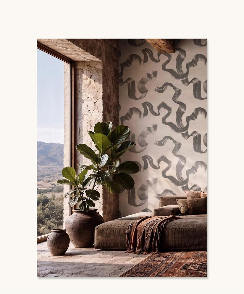 Zephyr Wallpaper in Charcoal - Northland Collection - M&K Studio - 'As Seen In' 10 rhythmic designs with a sense of motion