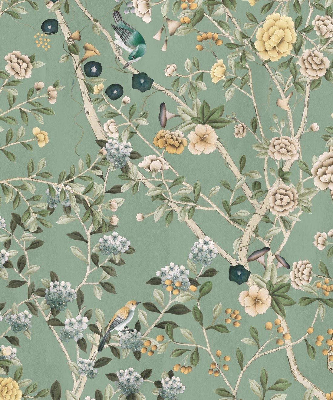 Aviary Garden Wallpaper - Colourway: Celadon - Swatch