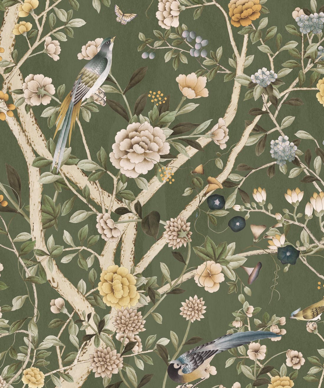 Aviary Garden Wallpaper - Colourway: Olive - Swatch