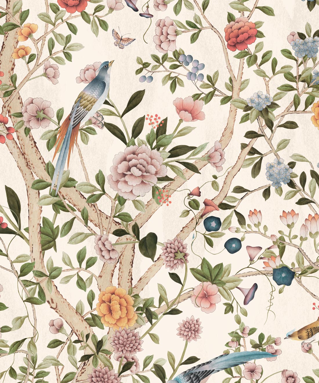 Aviary Garden Wallpaper - Colourway: Rosewood - Swatch