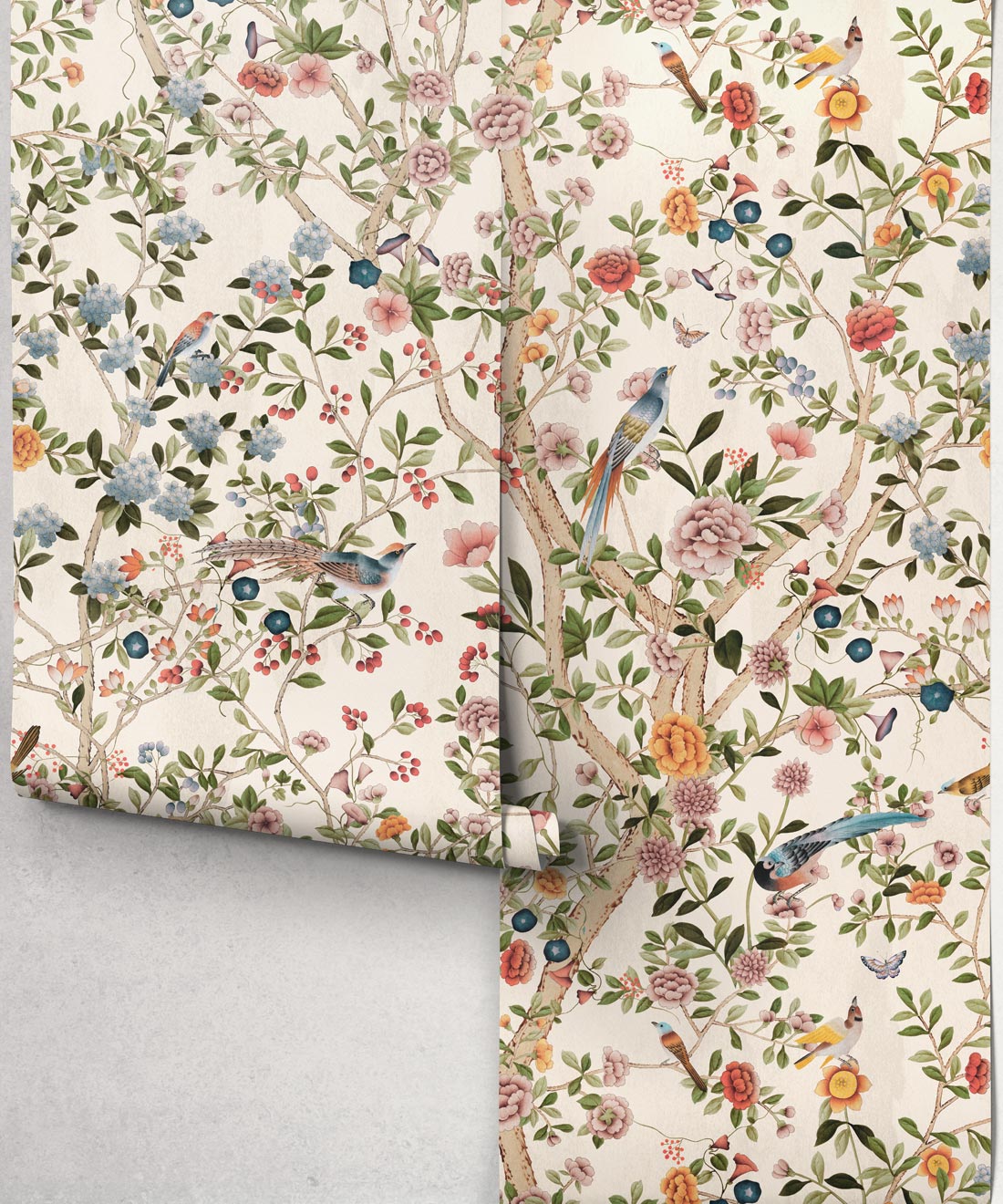 Aviary Garden Wallpaper - Colourway: Rosewood - Roll