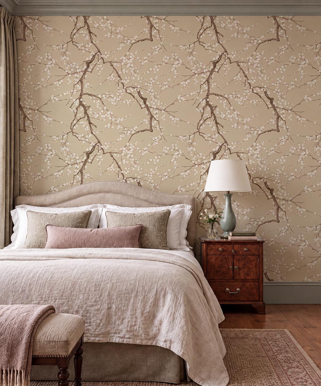 Blossom Branch Wallpaper - Colourway: Parchment - Insitu