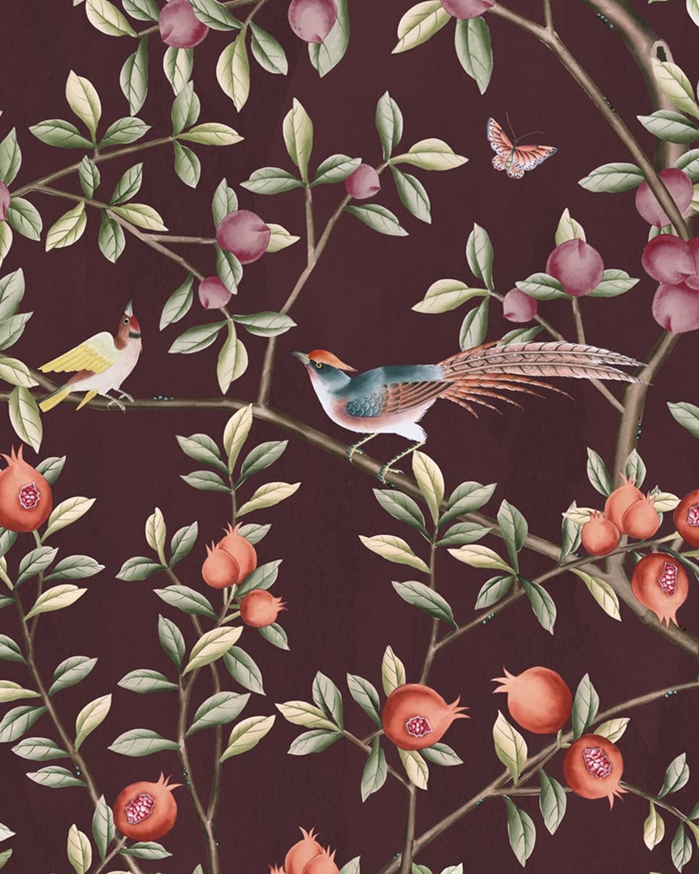 Orchard House Wallpaper - Colourway: Mahogany - Swatch - The Garden House Collection - Kingdom Home x Milton & King