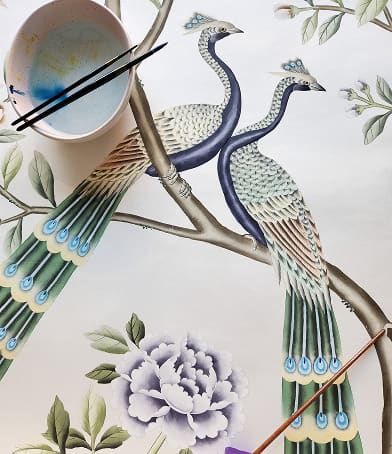 Peacock Pavilion Wallpaper - Progress Photos - The Garden House Collection - Kingdom Home x Milton & King